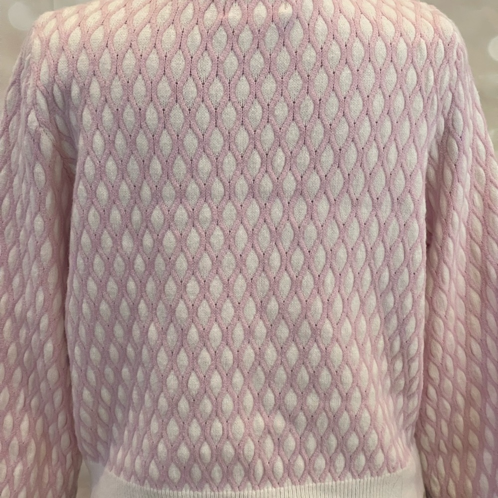 Pepin Pink and White Textured Crewneck Sweater - Picture 6 of 9